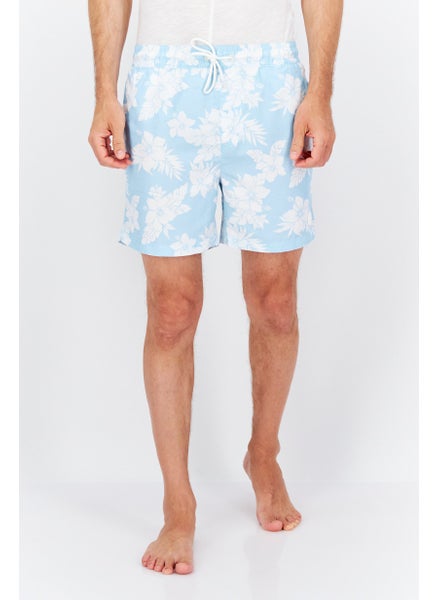 اشتري Men Floral Printed Drawstring Board Short, Pastel Blue في الامارات