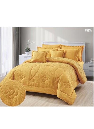 Buy 5-Piece Single Comforter Set Microfiber King Size 170x230 cm Yellow in Saudi Arabia