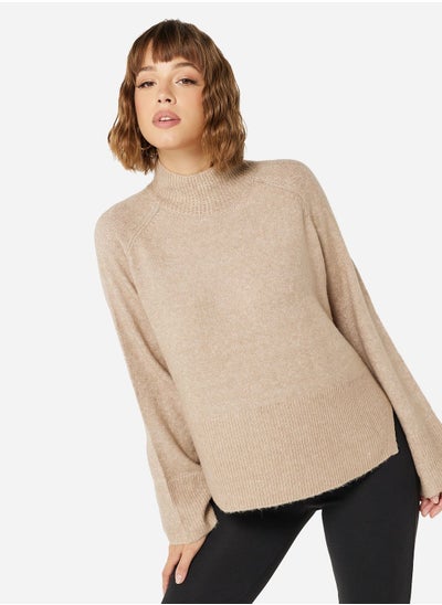 Buy Relaxed High Neck Knit Pullover in UAE