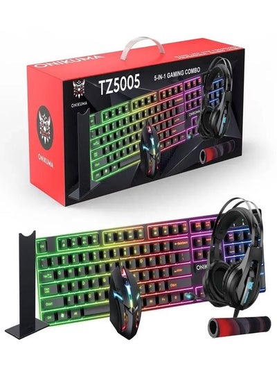 Buy 5-in-1 Gaming Combo Wired Keyboard And Mouse With Headphone in UAE