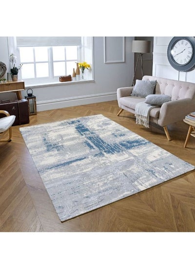 Buy Handpicked Furniture Abstract Blue Rug, Ultra Soft Area Carpets For Bed Room, Living Room, And Dining Room, Antislip Floor Carpets, Easy To Clean, Made In Turkey, 150x80 cm, Rectangle in UAE