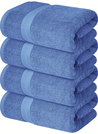 Buy Premium Bath Towels Set Pack of 4-100% Ring Spun Cotton Towels - Blue Bath Towels 68cm x 137cm - Soft Feel, Quick Dry, Highly Absorbent Durable Towels, Perfect for Daily Use by Infinitee Xclusives in UAE