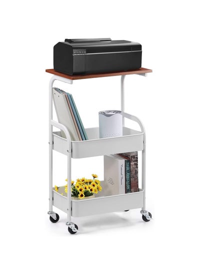 Buy Printer Stand Mobile Printer Cart with Storage Shelves 3 Tier Printer Table on Wheels Industrial Rolling Printer Holder Wood Machine Stand Rack for Printer Fax Home Utility Organizer in Saudi Arabia