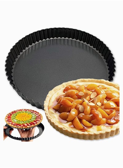 اشتري Tart Pans, Non-sticks Quiche 9 Inches Removable Loose Bottom Tart Pie, Round Baking Dish Pan for Kitchen Cooking Baking 2 Pack في الامارات