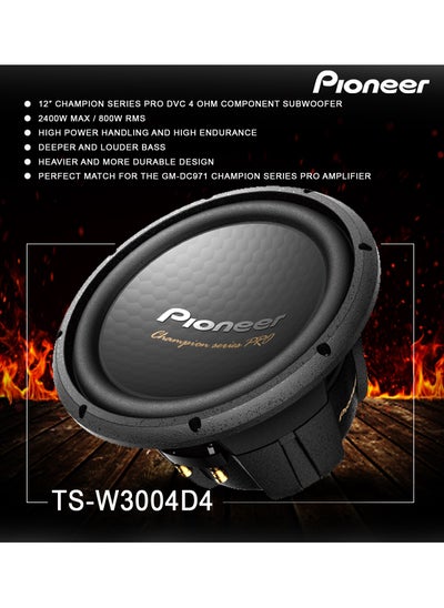 اشتري مكبر صوت فرعي Pioneer Ts-W3004D4 بقدرة 2400 واط بحد أقصى/800 واط Rms Champion Series Pro Dvc Component Subwoofer، مقاس 12 بوصة في الامارات