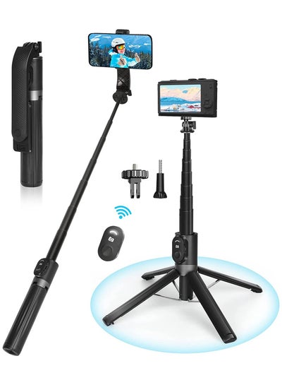 Buy Selfie Stick Tripod, with Wireless Bluetooth Remote, Portable 41 Inch Go pro Selfie Stick Tripod with Light, Live Streaming Video Recording Compatible with All Cellphones in UAE