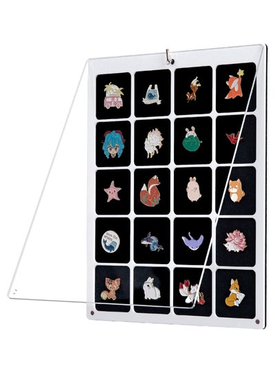 Buy Clear Acrylic Pin Collection Display Organizer, Dust-Free Table Top & Wall Pin Display Holder Board for Enamel Pins, Jewelry, Pokemon Badges, Gifts, and Pin Enthusiasts (8.2x10.4, 20 Grids) in UAE