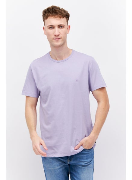 اشتري Men Crew Neck Short Sleeve Brand Logo T Shirt, Lavender في الامارات