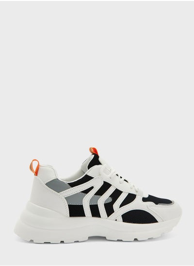 Buy Curved Detail Colourblock Chunky Sneakers in Saudi Arabia