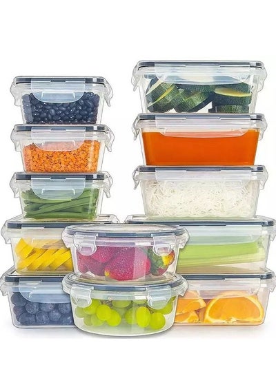 Buy Meal Prep Container Airtight Food Storage Container Set of 12 pcs Re-usable Plastic Food Containers Stackable Kitchen Organizer Boxes Tupperware BPA Free & Microwave Freezer Dishwasher Safe in UAE