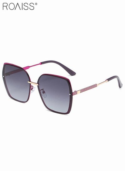 Buy Women's Oversized Square Polarized Sunglasses UV400 Protection Sun Glasses with Purple Metal Frame Fashion Anti-glare Sun Shades for Women with Glasses Case 63mm in Saudi Arabia