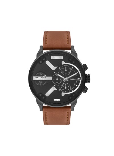 Buy Lee Cooper Men's Quartz Movement Watch, Multi Function Display and Leather Strap - LC07491.662, Brown in UAE