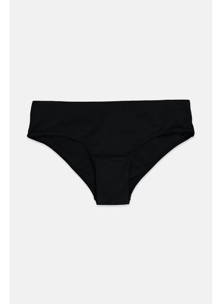 Buy Women 1 Pc Plain Pull On Bikini Bottom, Black in Saudi Arabia