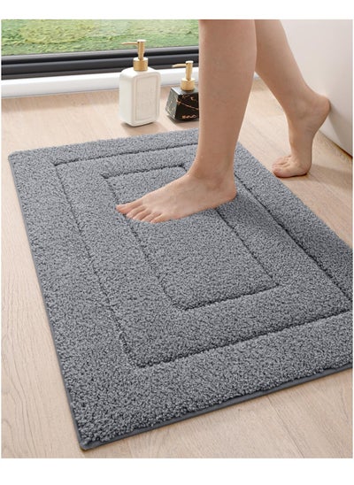 Buy MahMir Bathroom Rug Mat, Extra Soft Absorbent Premium Bath Rug, Non-Slip Comfortable Bath Mat, Carpet for Tub, Shower, Bath Room, Machine Washable, 50 cm X 80 cm, Grey in UAE