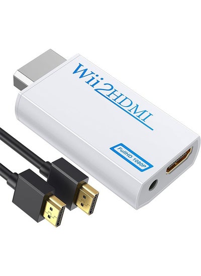 Buy Wii to HDMI Converter Adapter with Hdmi Cable Connect Wii Console to HDMI Display in 1080p Output Video with 3.5mm Audio Supports All Wii Display Modes White in Saudi Arabia