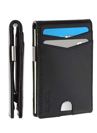 Buy Slim Wallets for Men with Money Clip RFID Blocking Bifold Black in UAE