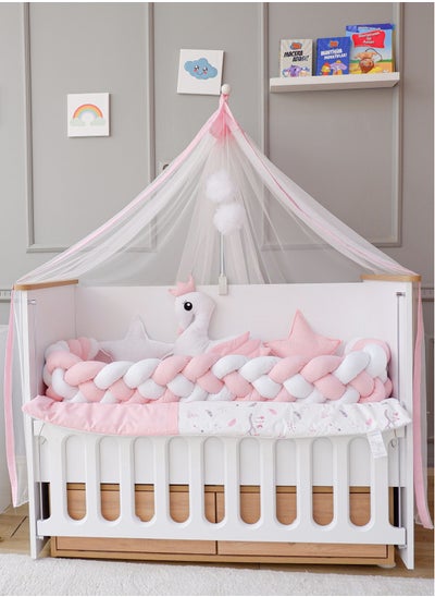 Buy Baby Bed Braided Barriers with Quilt, Pillows, Sheet and Mosquito Net in Saudi Arabia