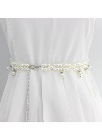 Buy New Womens Pearl Fashion Versatile Decorative Dress Summer Skirt Small Belt in UAE