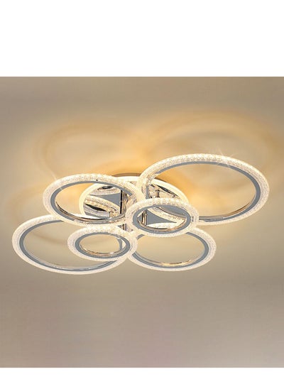 Buy LED Flush Mount Ceiling Light Dimmable Modern LED Ceiling Lamp Fixture with Remote Control 4+2 Rings Ceiling Lighting 76W Acrylic Chandelier for Bedroom/Kitchen/Dining Living Room in Saudi Arabia