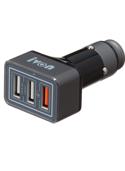 Buy "IVON kx2150  /  3USB Port Car Charger 2 USB with 5V/4.2A(Total) & 1 USB QC3.0 Qualcomm Quick Charge  black  cc36   " in Egypt