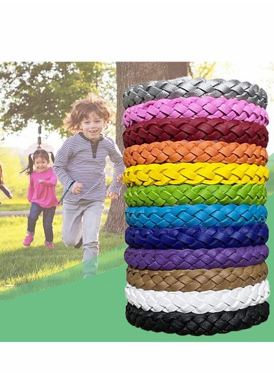 Buy Mosquito Repellent Bracelets, Individually Wrapped PU Leather Mixed Color Bands for Kids & Adults Outdoor Camping Fishing Traveling, Insect Killer Natural Ingredient 12 Pack in UAE