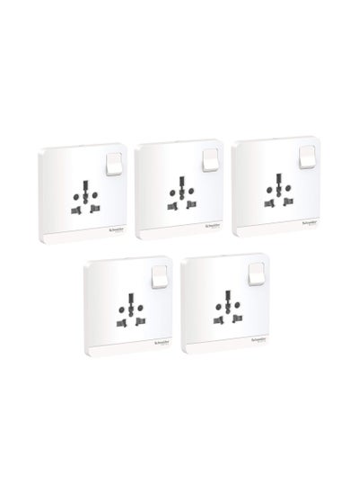 اشتري Schneider Avataron E8315Ts_We Switched Socket 2P 3P 16A 250V - White - Pack of 5 في الامارات