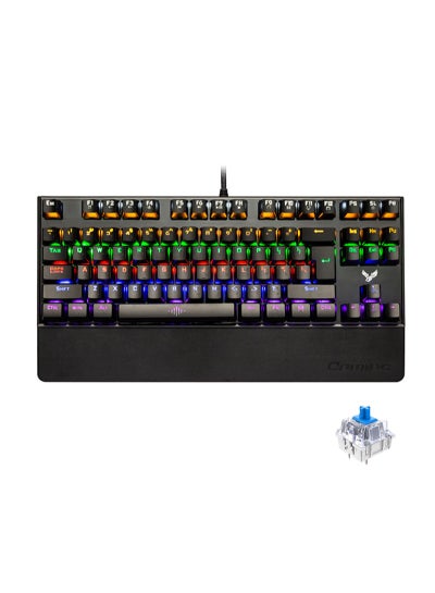Buy 87 Keys Wired Gaming Keyboard,Blue Switch Mechanical Keyboard Hot-Swappable with RGB Backlit and Shoulder Rest in Saudi Arabia