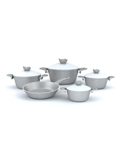 Buy Granite Pro Cookware Set - 9 Pcs - Grey in Egypt