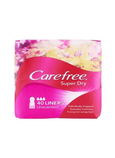 Buy Carefree Super Dry Panty Liners Unscented - Irritation Free Protection - 40 Liners in UAE