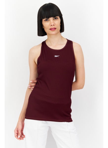 Buy Women Sportswear Fit Sleeveless Brand Logo Training Top, Maroon in UAE