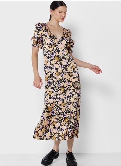 Buy Floral Print Slit Detail Dress in UAE