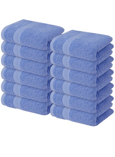 Buy Infinitee Xclusives [12 Pack] Premium Blue Wash Cloths and Face Towels, 33cm x 33cm 100% Cotton, Soft and Absorbent Washcloths Set - Perfect for Bathroom, Gym, and Spa in UAE