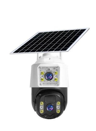 Buy Outdoor 8MP 4g Solar Powered Camera Dual lens Battery WIFI /4G IP Wifi Wireless PTZ Solar Cctv Camera 4g Sim Crad in UAE