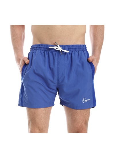 Buy Elastic Waist Slash Pockets Plain Swim Shorts - Royal Blue in Egypt