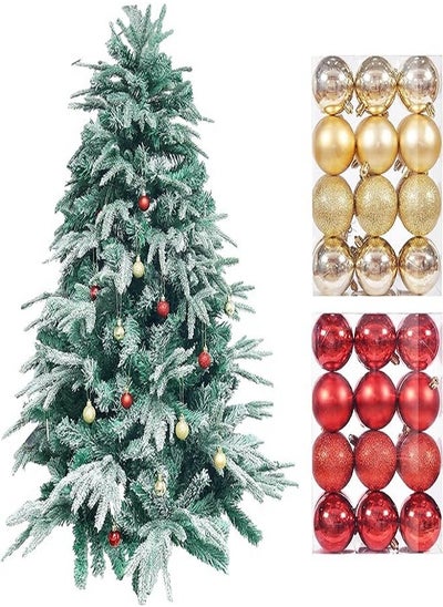 Buy 48 pieces Christmas Baubles, christmas decorations baubles, small christmas baubles, mini christmas baubles, Xmas Tree Baubles Set with Hanging Loop for Holiday Party Decoration (A) in Egypt