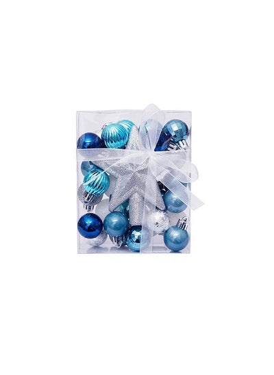 Buy 30-Piece Decor Bauble Set Round Blue 3cm in UAE