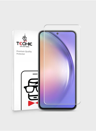 Buy Techie HD Tempered Glass Screen Protector For Samsung Galaxy A54 5G Anti Reflection Anti Bubbles 9H Hardness 0.2 mm Rounded Edges Easy Installation in Saudi Arabia