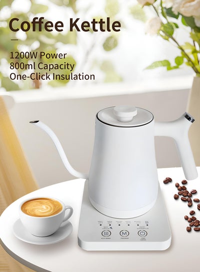 Buy Brutelle Gooseneck Kettle Hand-pour Coffee Kettle 800Ml 1200W Power with 5 Preset Temperatures Touch Screen Buttons Stainless Steel Material for Home Office and Dormitory in Saudi Arabia