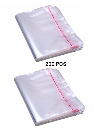 Buy 200 Piece of Transparent Plastic Cellophane Bags for Packaging, Storing and Travel (15x20cm) in UAE