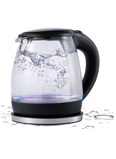 Buy Glass Electric Kettle Hot Tea Water Boiler,1L Fast Boiling Hot Water Heater with Blue LED Indicator in UAE