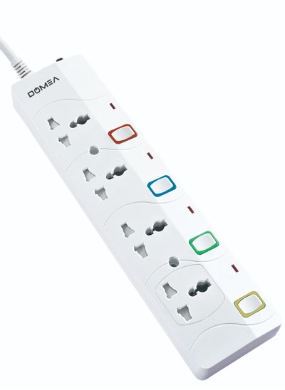 اشتري Multi Plug Extension With 4 Universal Sockets, Plug Type Adaptor, 3 Meter Cable, High Quality Copper Cable |Safety Fuse, Individual Switches في الامارات