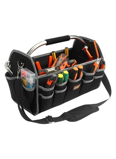 اشتري Heavy-duty tool kit, 16-inch open top, foldable tool organizer with handle, electrician's tool kit, wide-mouth tool organizer and storage في السعودية