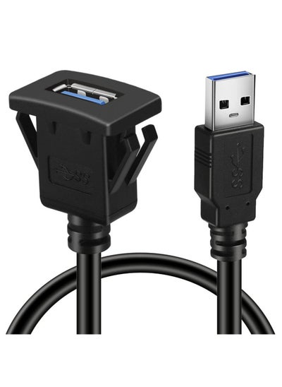 اشتري Square Single Port USB 3.0 Panel Flush Mount Extension Cable with Buckle, for Car Truck Boat Motorcycle Dashboard 1ft في الامارات