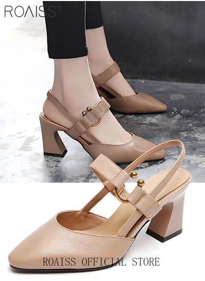 Buy Fashion Woman Office Lady Shoes Sandals Women's Summer Pointy Chunky Shoes Large Size Sandals in Saudi Arabia