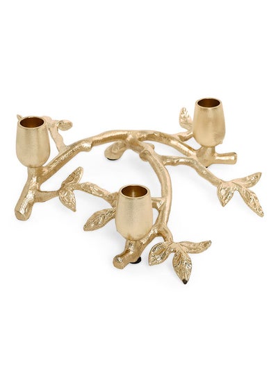 اشتري Mural 3-Taper Candle Holder, Gold - 26x26 cm في الامارات