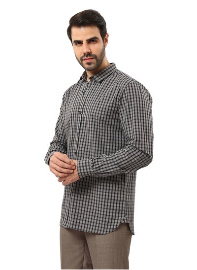 Buy Full Buttons Dark Beige & Black Patterned Shirt - Beige in Egypt