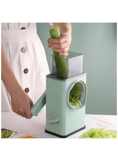 Buy Multifunctional manual vegetable and cheese grater with 3 stainless steel blades in Saudi Arabia