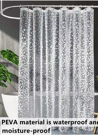 Buy 1-Piece Waterproof PEVA Shower Curtains with Pebble Pattern Translucent Color 180 x 180 Centimeter in UAE