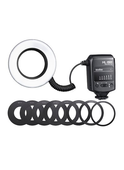 Buy Godox ML-150II Universal Macro Ring Flash Light 11 Levels Adjustable Brightness GN12 Fast Recycle with 8pcs Adapter Rings Replacement for Canon Nikon Sony DSLR Camera in Saudi Arabia