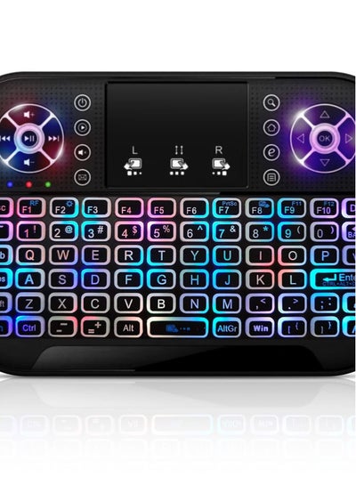 اشتري Mini Wireless Keyboard with 7 Colors RGB Backlit and Touchpad , Seamless Connectivity,  Ideal for Smart TV, PC, Laptops, and More في الامارات